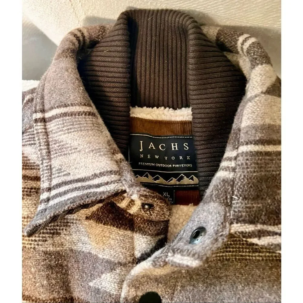 NWT JACHS New York Men's Aztec Sherpa-Lined Shirt Jacket Size XL